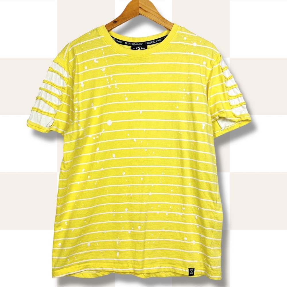 Switch Limited Edition Striped Splattered Slashed Graphic Short Sleeve Shirt M